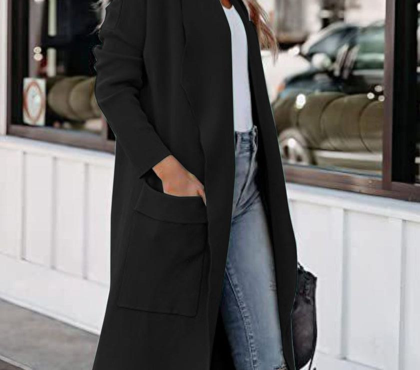 Open Front Dropped Shoulder Outerwear