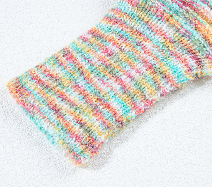 Contrast Half Button Long Sleeve Sweater