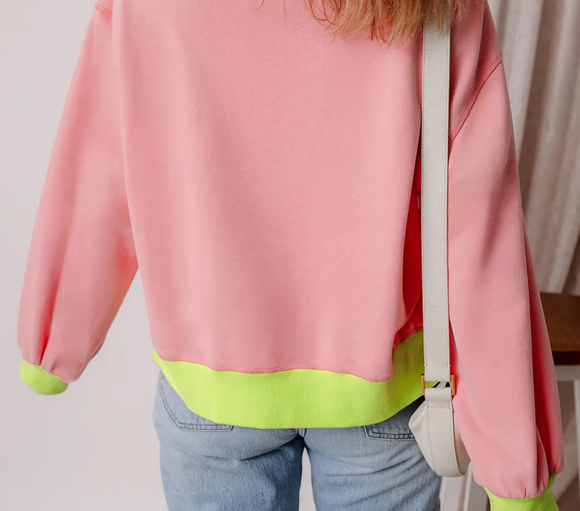 Letter Graphic Round Neck Long Sleeve Sweatshirt