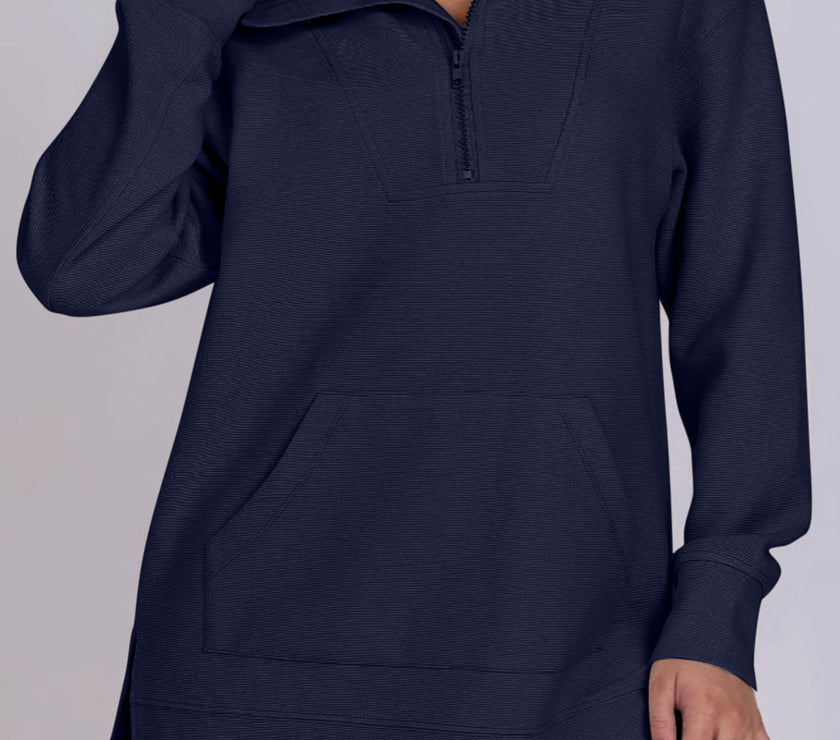 ฺHigh-Low Quarter Zip Long Sleeve Sweatshirt