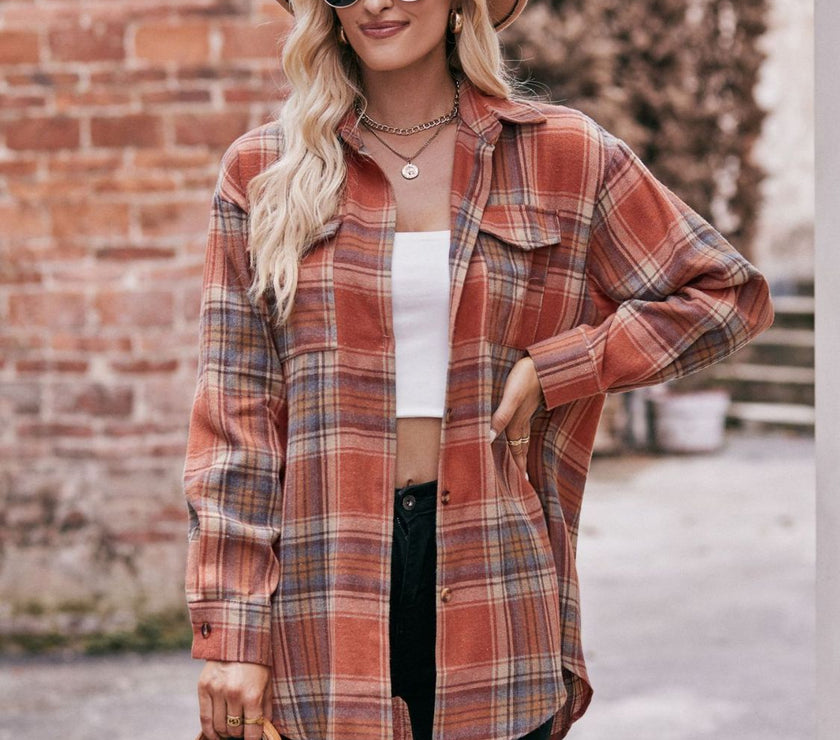 Mandy Plaid Dropped Shoulder Longline Shirt