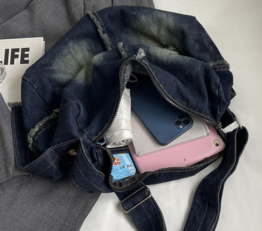 Raw Hem Gradient Crossbody Bag