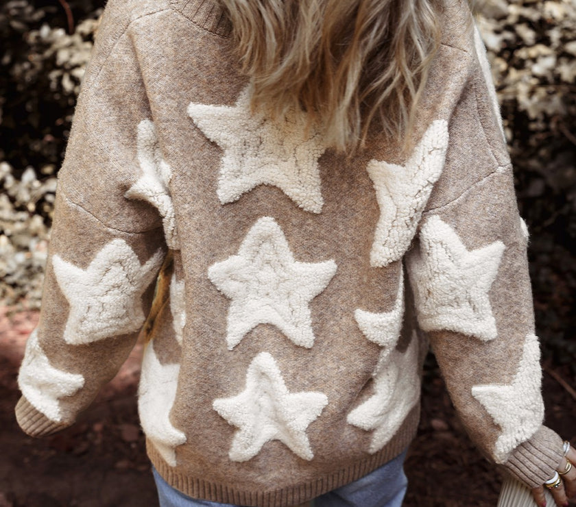 Star Button Up Long Sleeve Cardigan