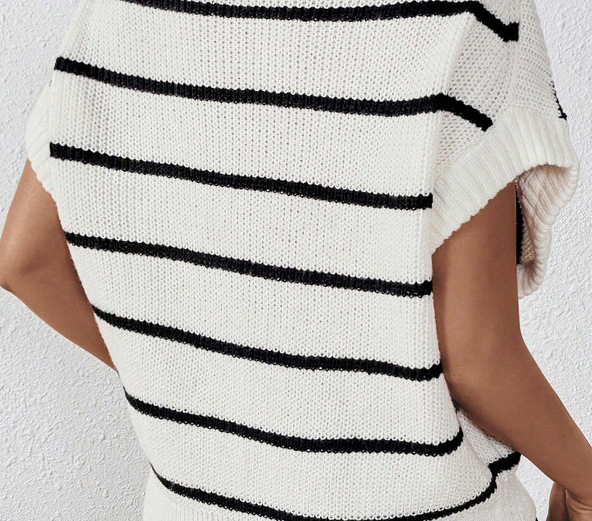 Striped Round Neck Sweater Vest