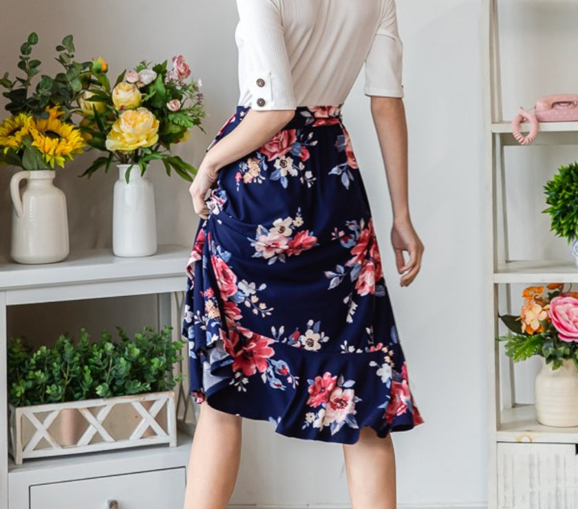 Reborn J Floral Wrap Ruffled Skirt