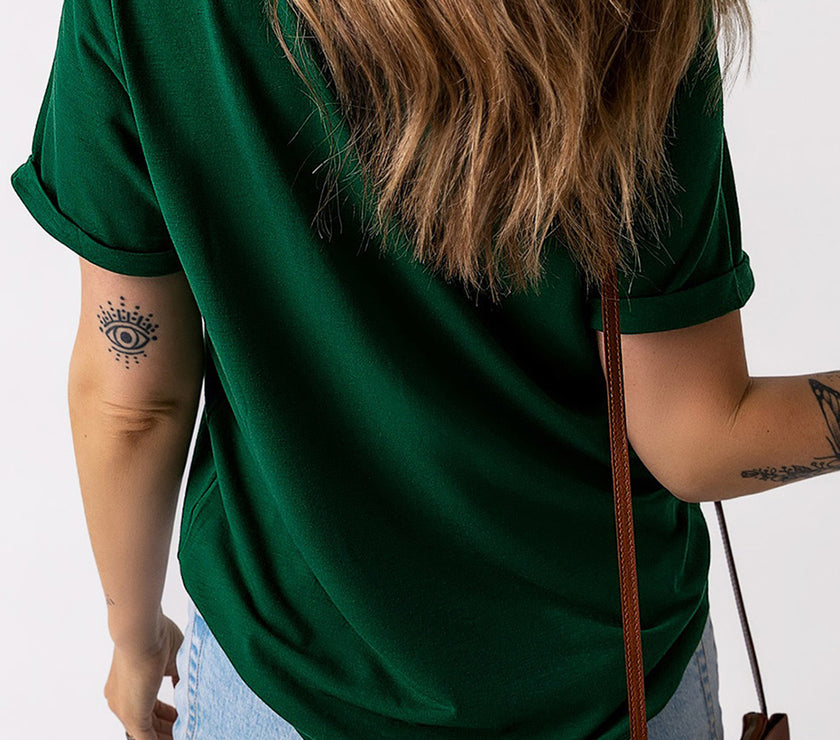 LUCKY Round Neck Short Sleeve T-Shirt