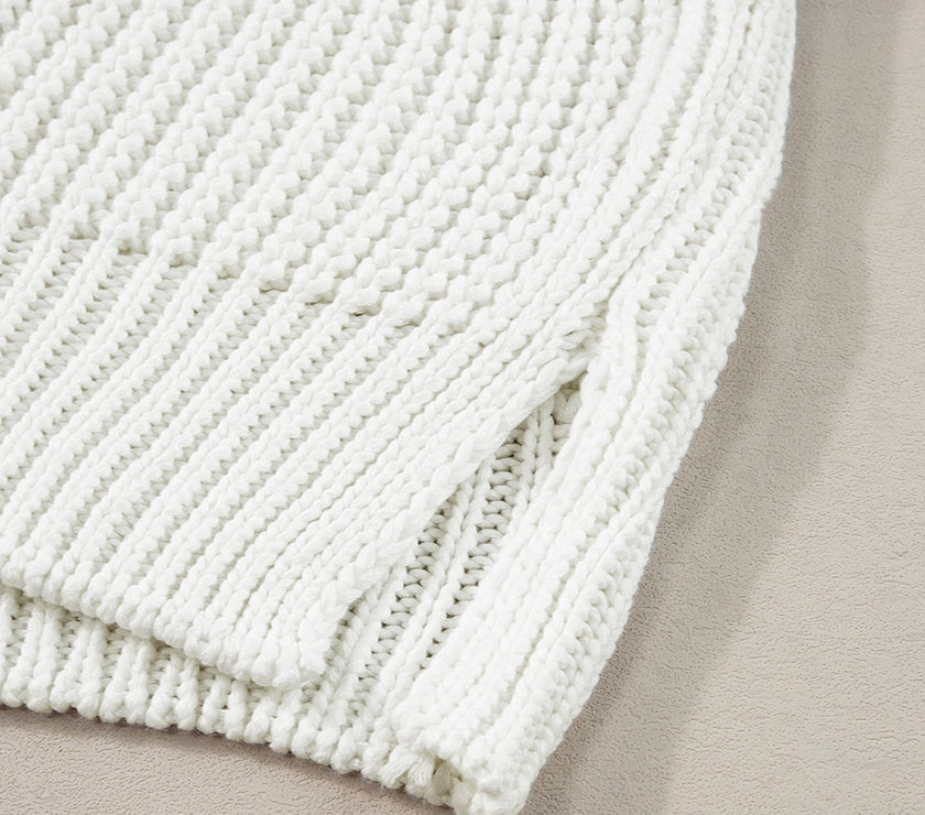 Slit Turtleneck Sleeveless Sweater Vest