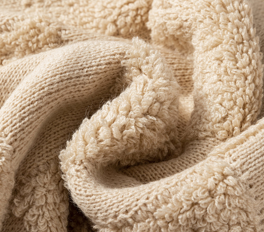 Checkered Round Neck Dropped Shoulder Sweater