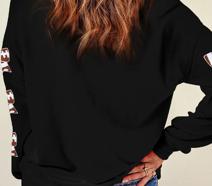 Letter Graphic Bow Long Sleeve Sweatshirt