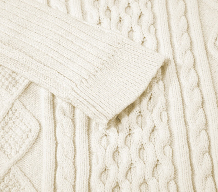 Cable-Knit Round Neck Long Sleeve Sweater