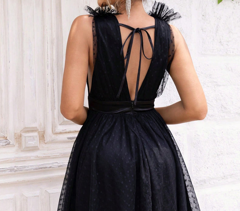 Open Back Sleeveless Mesh Dress