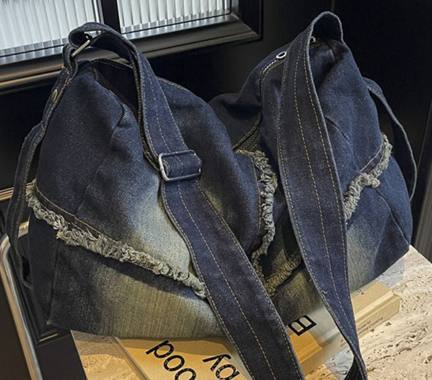 Raw Hem Gradient Crossbody Bag