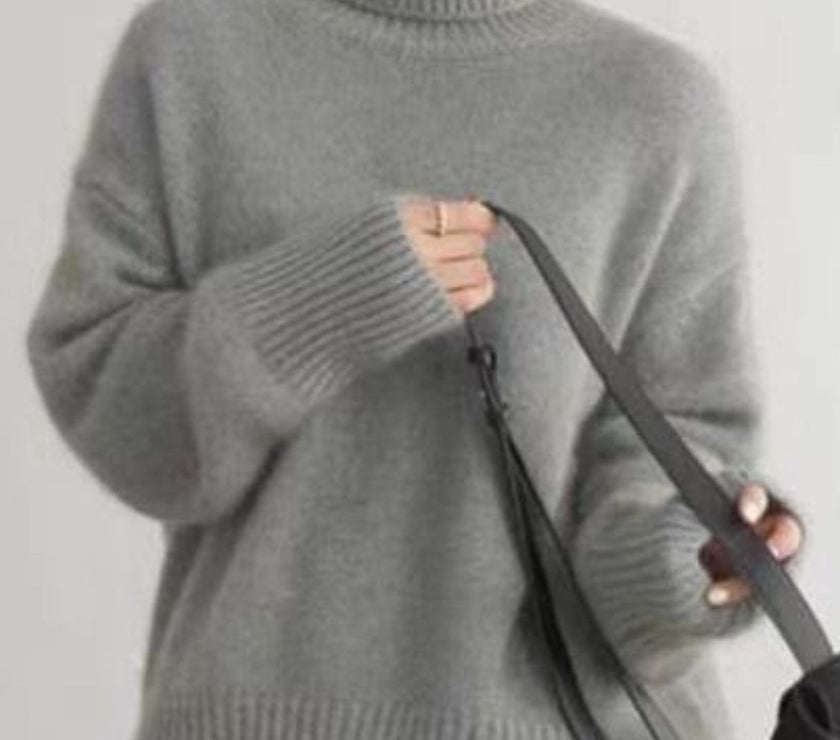 Turtleneck Dropped Shoulder Long Sleeve Sweater