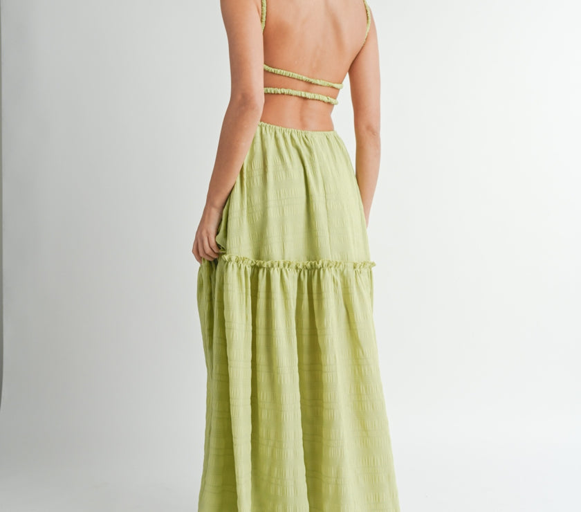 MABLE Cutout Waist Backless Maxi Dress