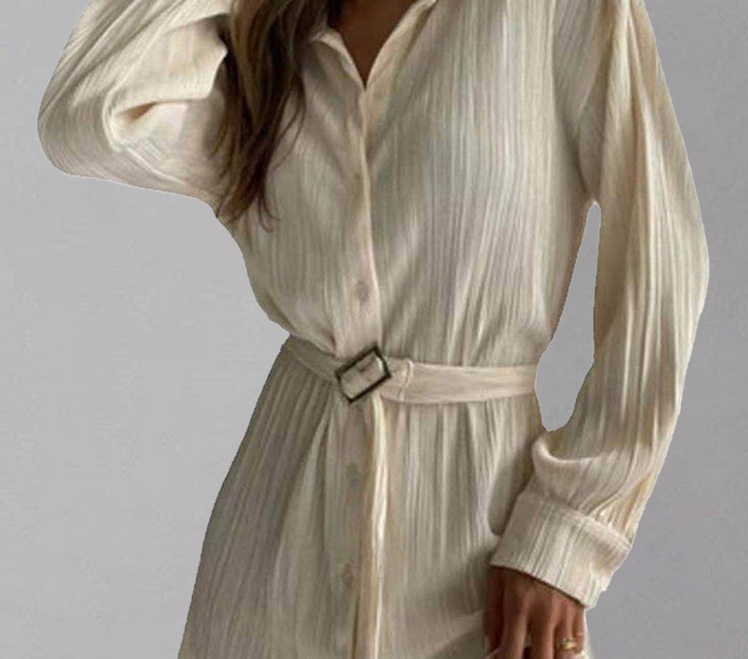 Button Up Dropped Shoulder Shirt Dress