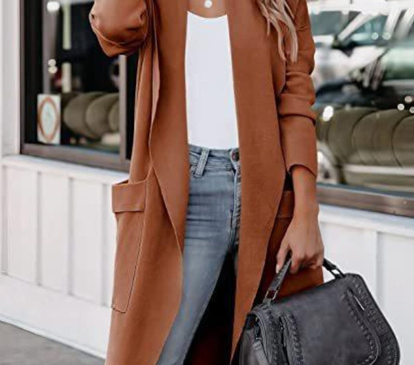 Open Front Dropped Shoulder Outerwear