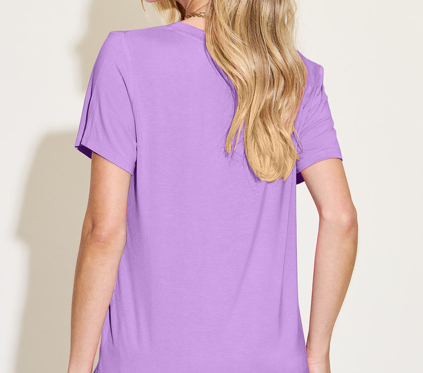 Basic Bae Bamboo Full Size V-Neck High-Low T-Shirt