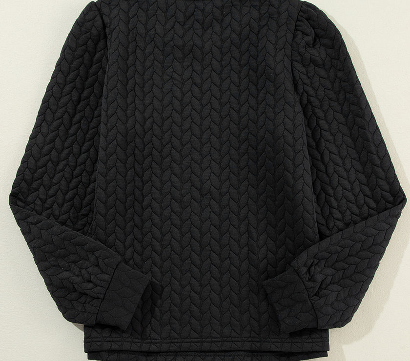 Texture Round Neck Long Sleeve Sweatshirt