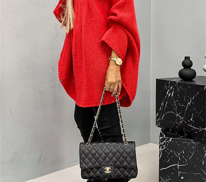 Round Neck Batwing Sleeve Sweater