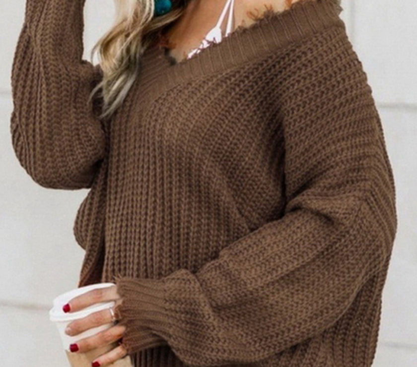 Frayed Hem Dropped Shoulder Sweater