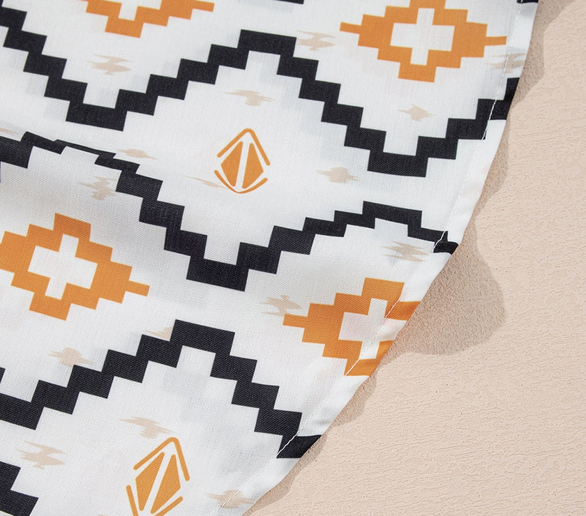 Geometric Square Neck Half Sleeve Mini Dress