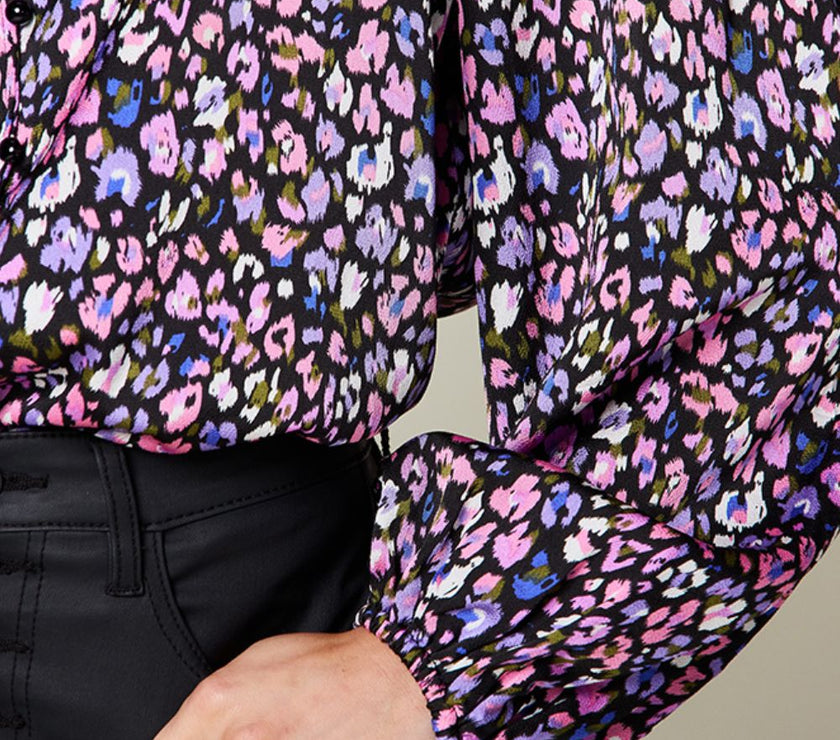 Double Take Full Size Printed Balloon Sleeve Shirt