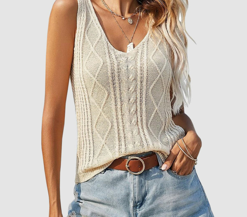 Cable-Knit V-Neck Sweater Vest