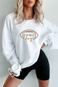 Apricot Football Graphic Drop Shoulder Game Day Corded Sweatshirt