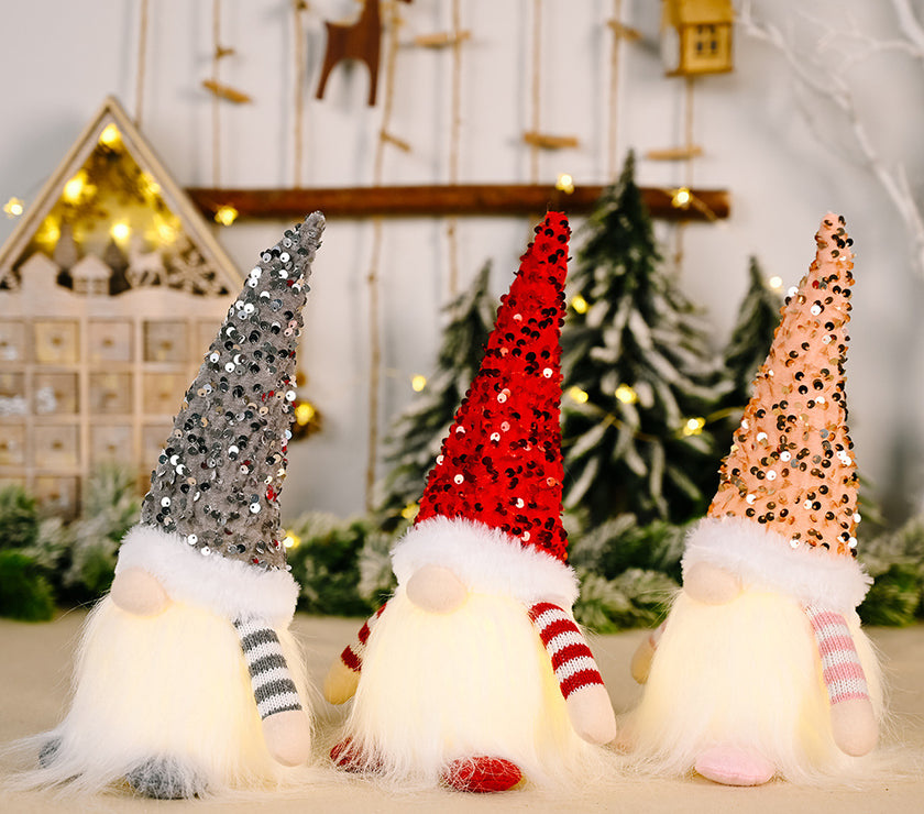 Sequin Light-Up Faceless Gnome
