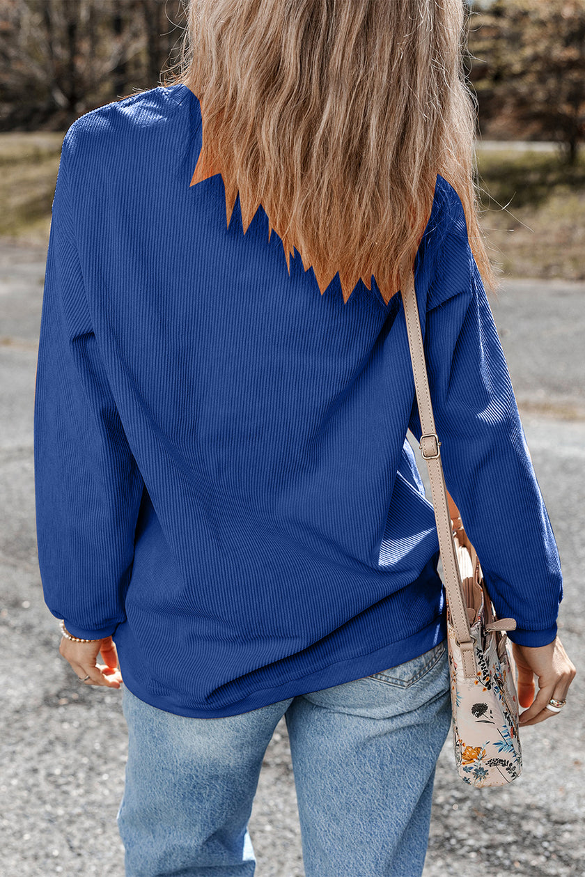Apricot Football Graphic Drop Shoulder Game Day Corded Sweatshirt