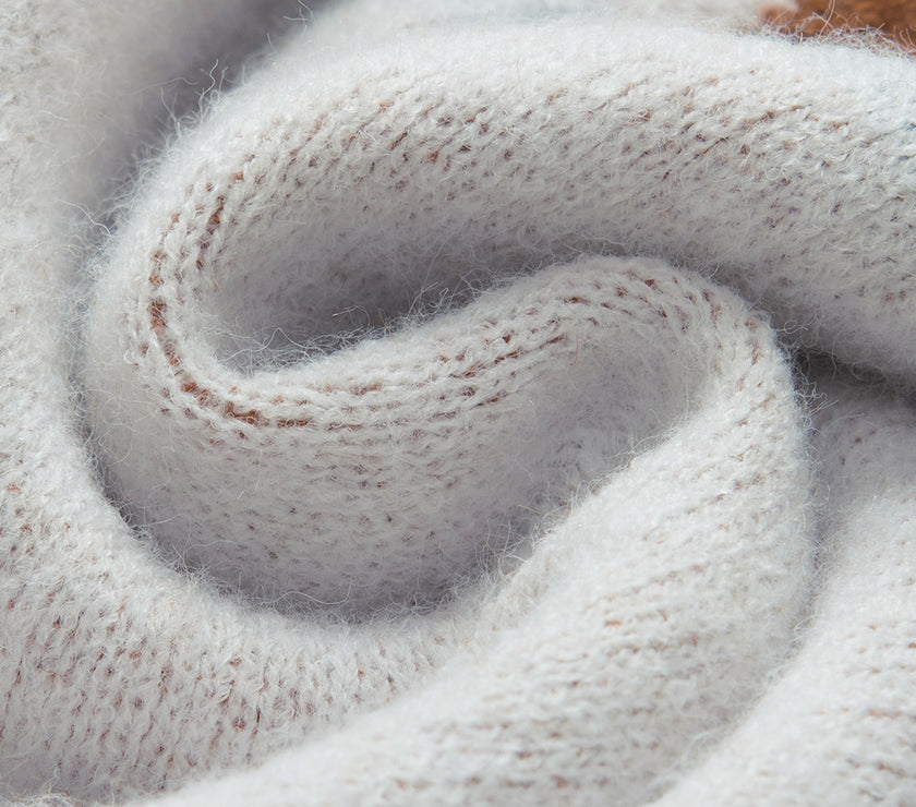 Geometric Contrast Round Neck Long Sleeve Sweater