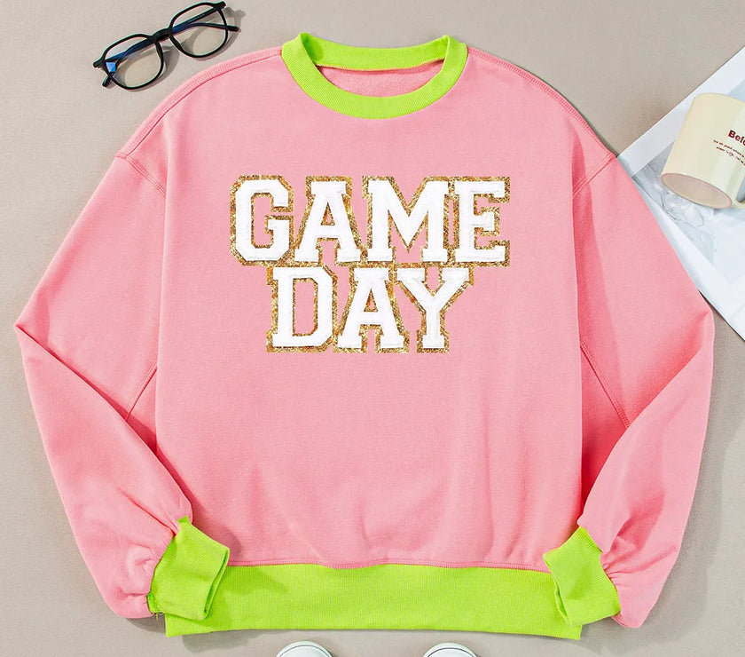 Letter Graphic Round Neck Long Sleeve Sweatshirt