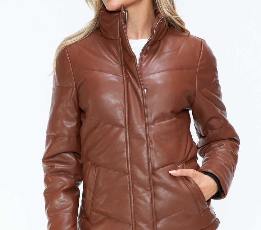 Snobbish Pocketed Zip Up Turtleneck Puffer Jacket