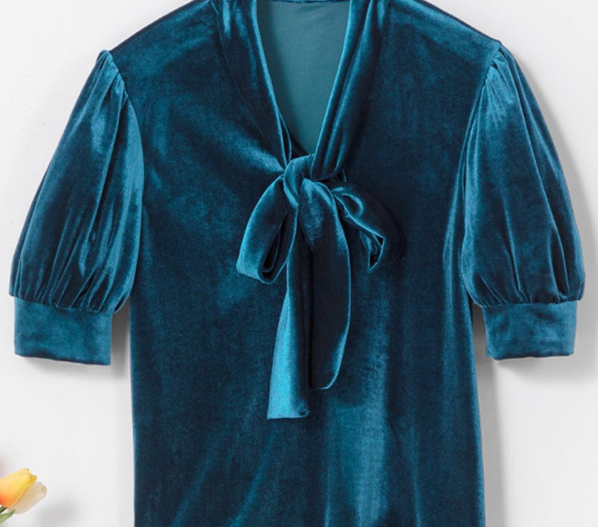 Tie Neck Half Sleeve Blouse