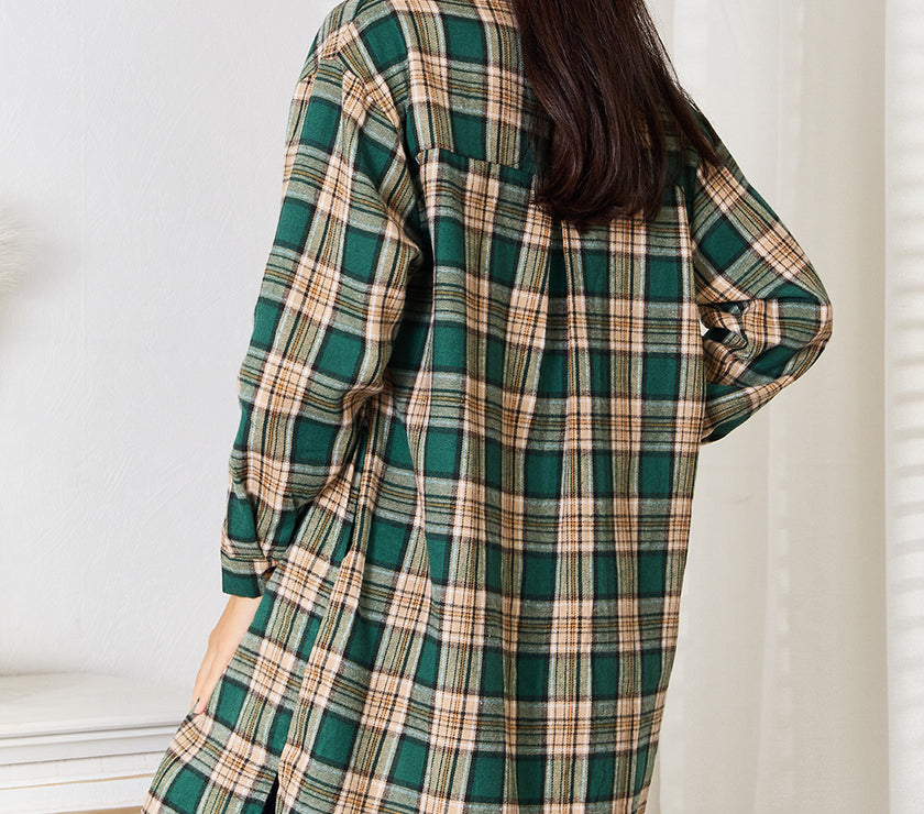 Mandy Plaid Collared Neck Long Sleeve Shirt