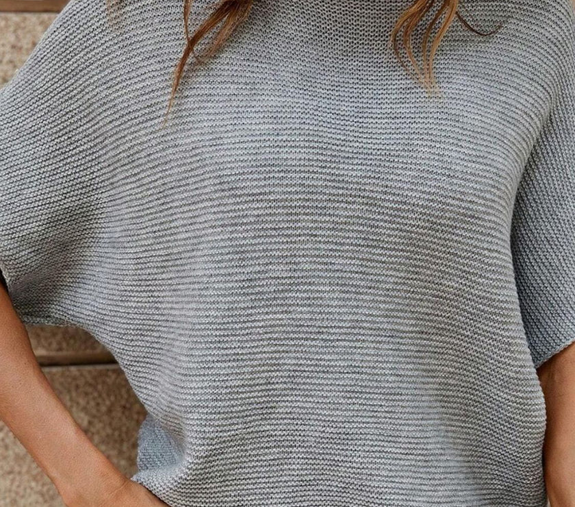 Mock Neck Short Sleeve Sweater