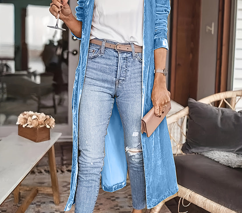 Open Front Long Sleeve Coat