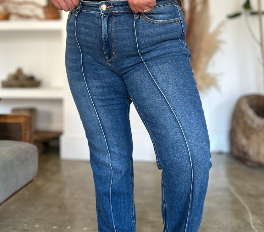 Judy Blue Full Size High Waist Front Seam Detail Straight Jeans