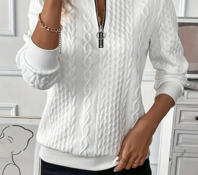 Texture Half Zip Long Sleeve Sweatshirt