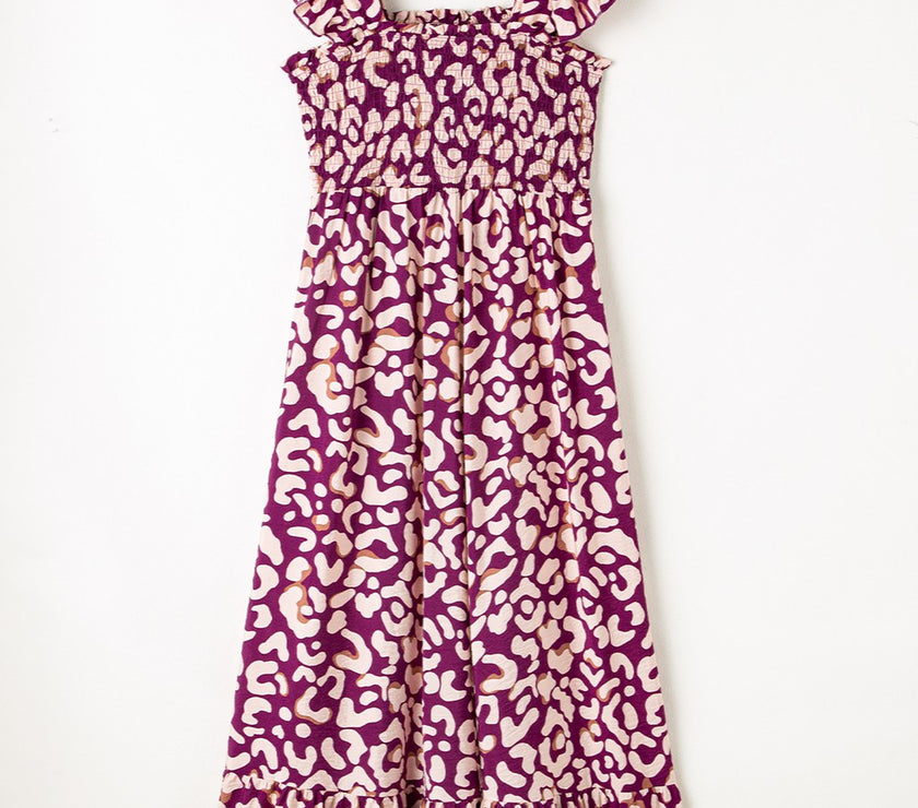 Ruffled Printed Wide Strap Dress