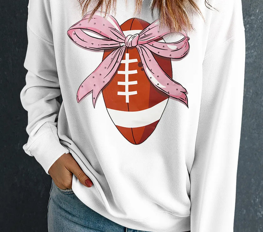 Football Round Neck Long Sleeve Sweatshirt
