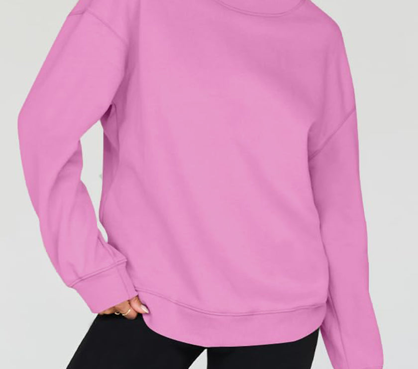Mock Neck Drop Shoulder Long Sleeve Sweatshirt