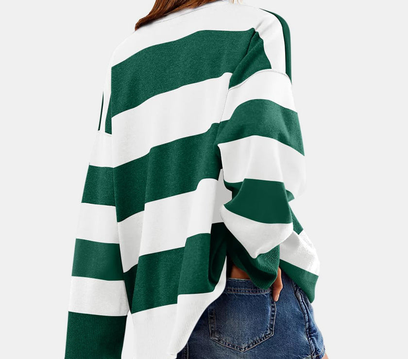 Color Block Half Zip Long Sleeve Sweater