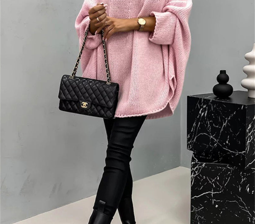 Round Neck Batwing Sleeve Sweater