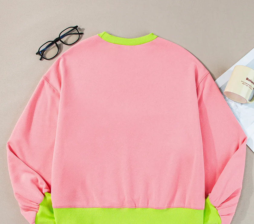 Letter Graphic Round Neck Long Sleeve Sweatshirt