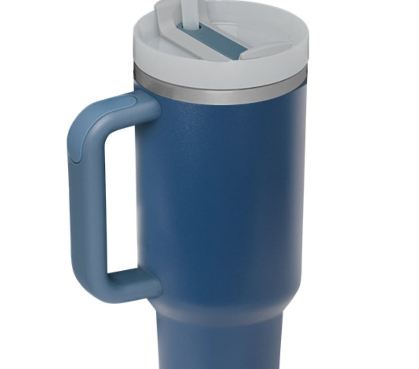 Stainless Steel Tumbler with Upgraded Handle and Straw