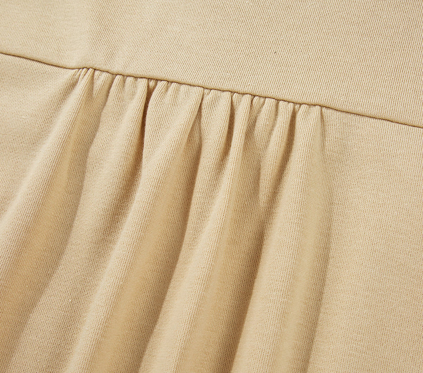 Parchment Ruffled Short Sleeve Bowknot Applique Crew Neck Plus Size Top